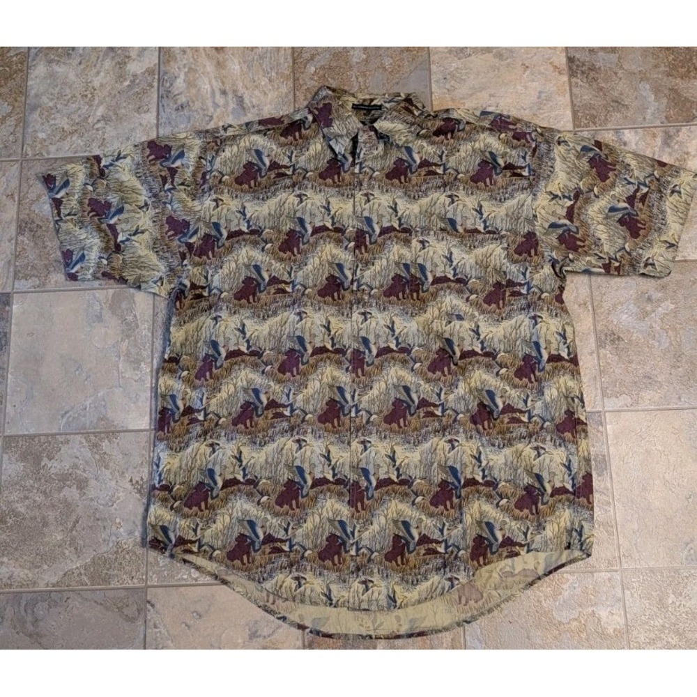Ducks Unlimited Men's Large Cotton Short Sleeve Shirt Hunting Outdoors Dog Duck